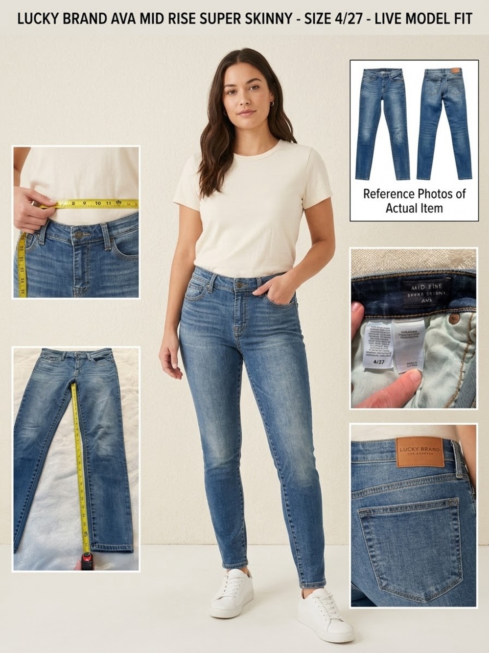 Lucky Brand Mid Rise Ava Super Skinny Jeans Medium Wash Women Size 4 / 27